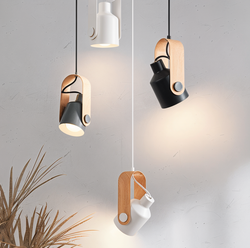 MiniLog Hanging Spot Light - Nordic Wood Grain Metal Pendant Light