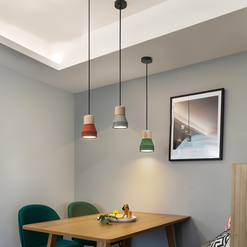 MixTint Pendant Light - Ceiling Light Made of Concrete with Wood Accents