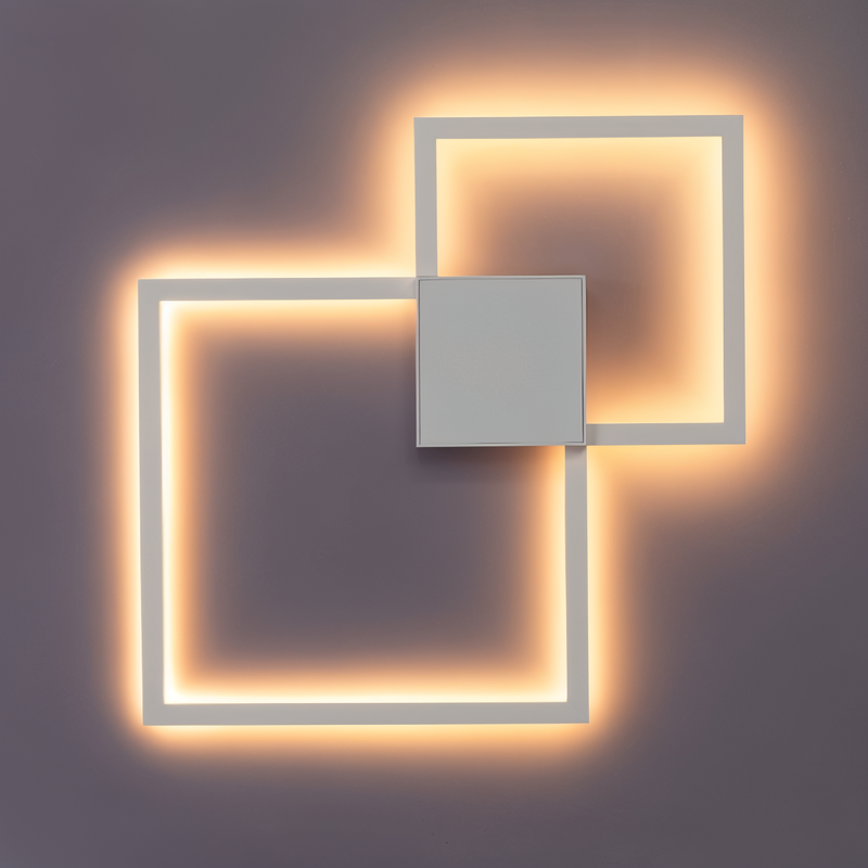 MonoQuad Wall Light - Metallic Black White Square LED Wall Lighting