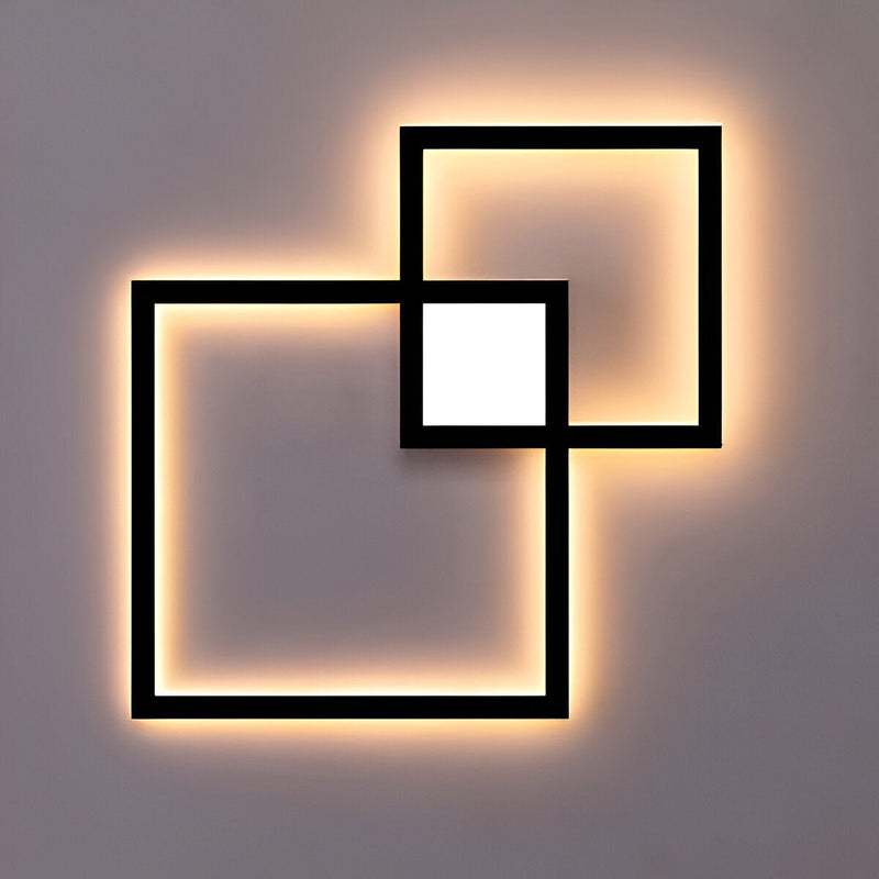 MonoQuad Wall Light - Metallic Black White Square LED Wall Lighting