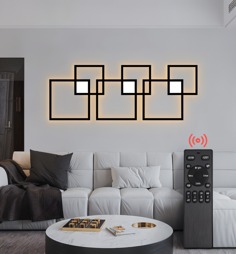 MonoQuad Wall Light - Metallic Black White Square LED Wall Lighting