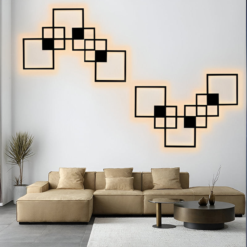 MonoQuad Wall Light - Metallic Black White Square LED Wall Lighting