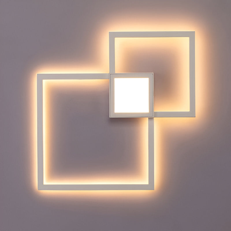 MonoQuad Wall Light - Metallic Black White Square LED Wall Lighting