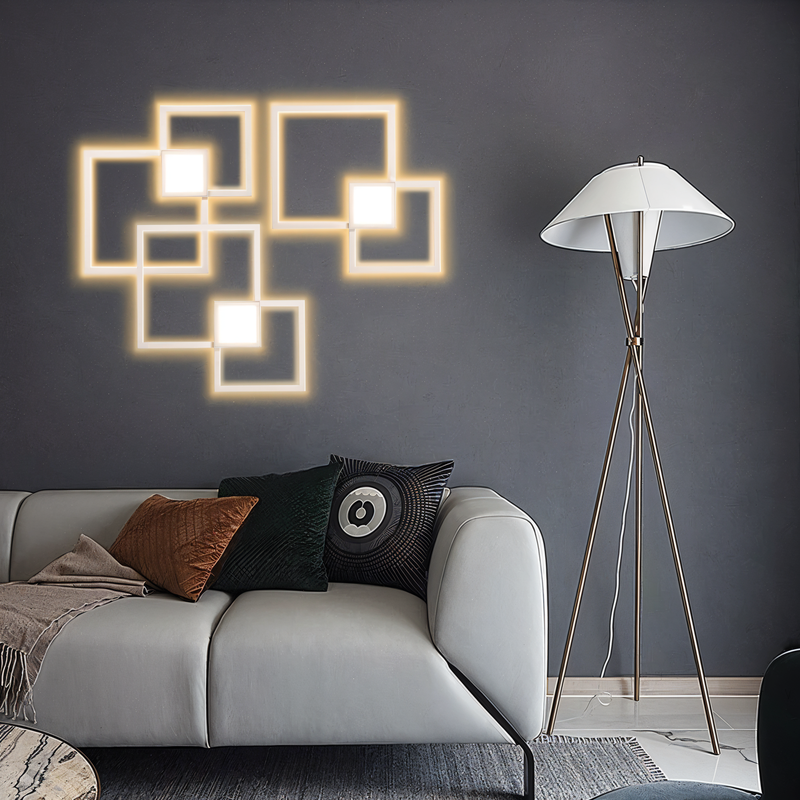 MonoQuad Wall Light - Metallic Black White Square LED Wall Lighting