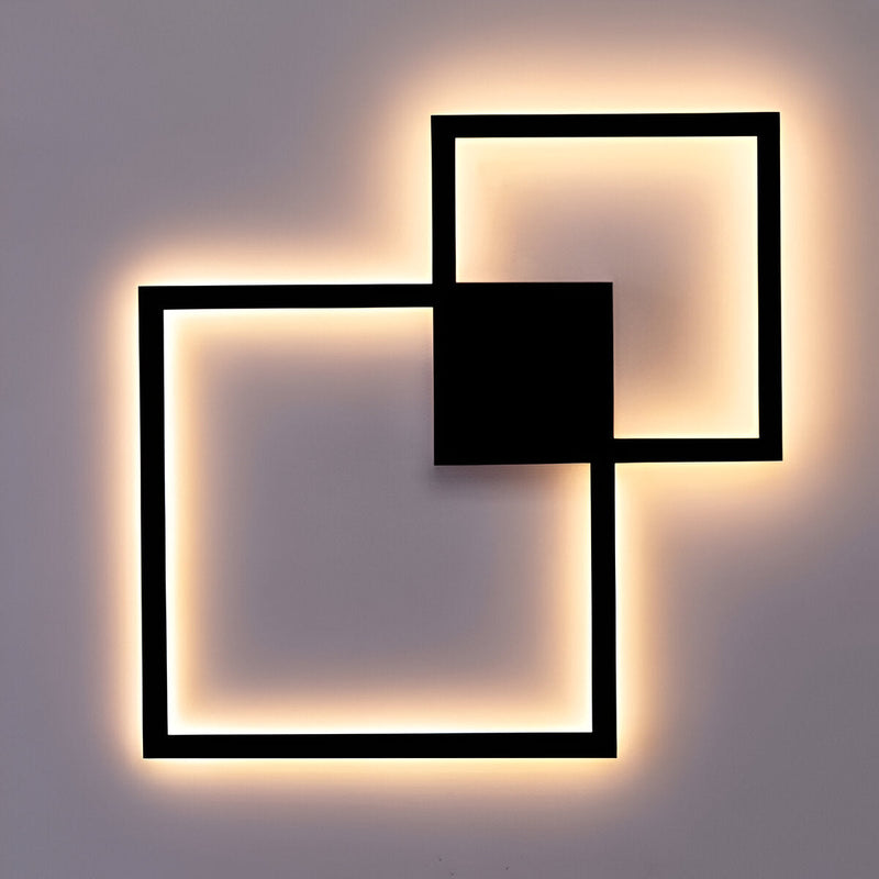 MonoQuad Wall Light - Metallic Black White Square LED Wall Lighting