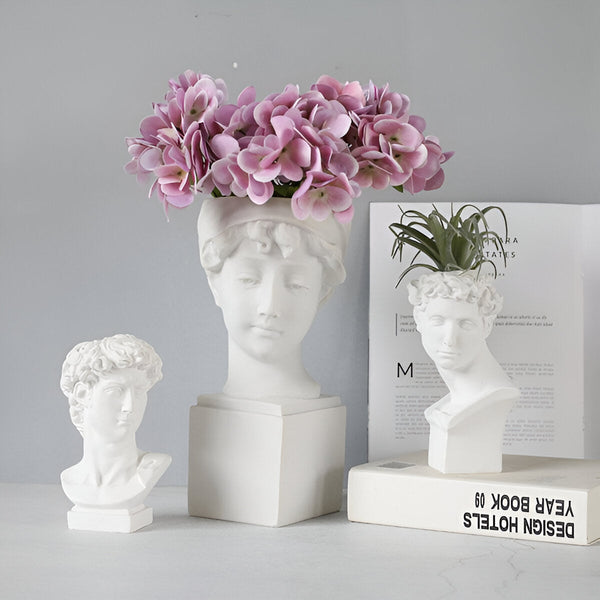 Mythical Flower Pot - Greek Head Planter - Face Plant Pot - Greek Head Statue