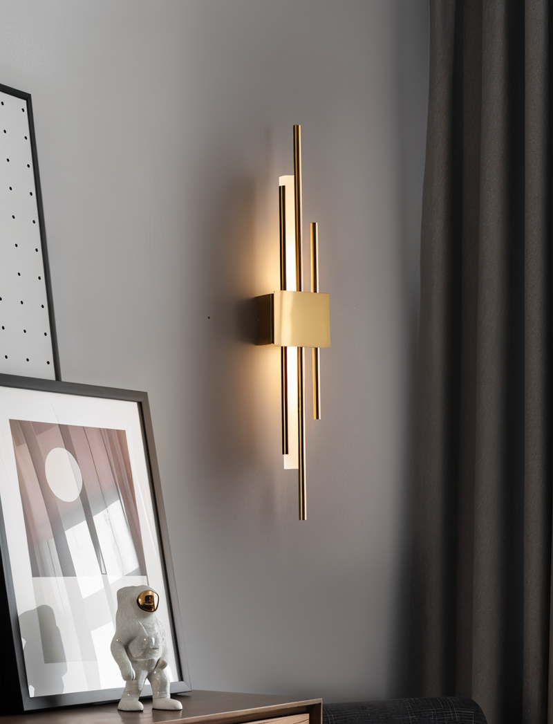 NobleGlow Gold Black Wall Light - Luxury Linear Design, Adjustable Warm/Neutral/Cool Lighting