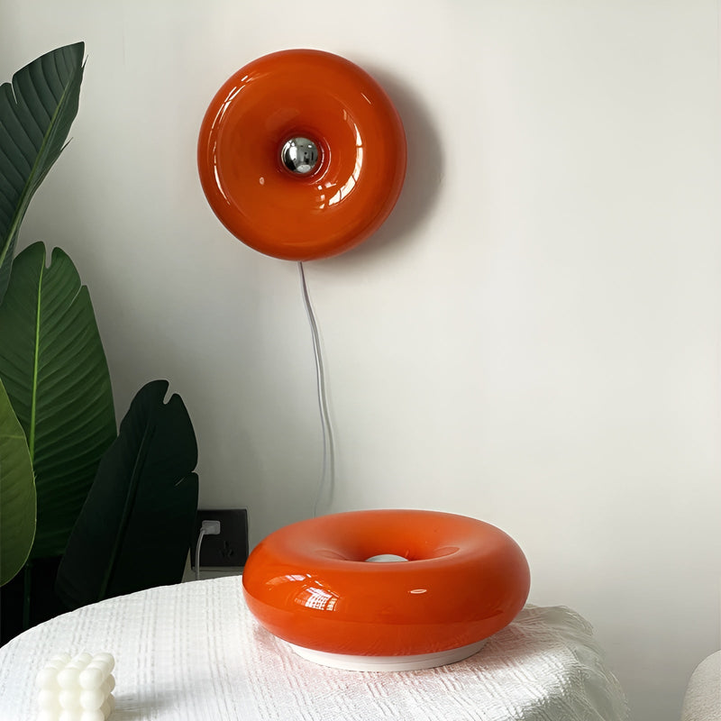 Orange Donut Lamp - Nordic Donut Glass Light - Wall Light and Table Light