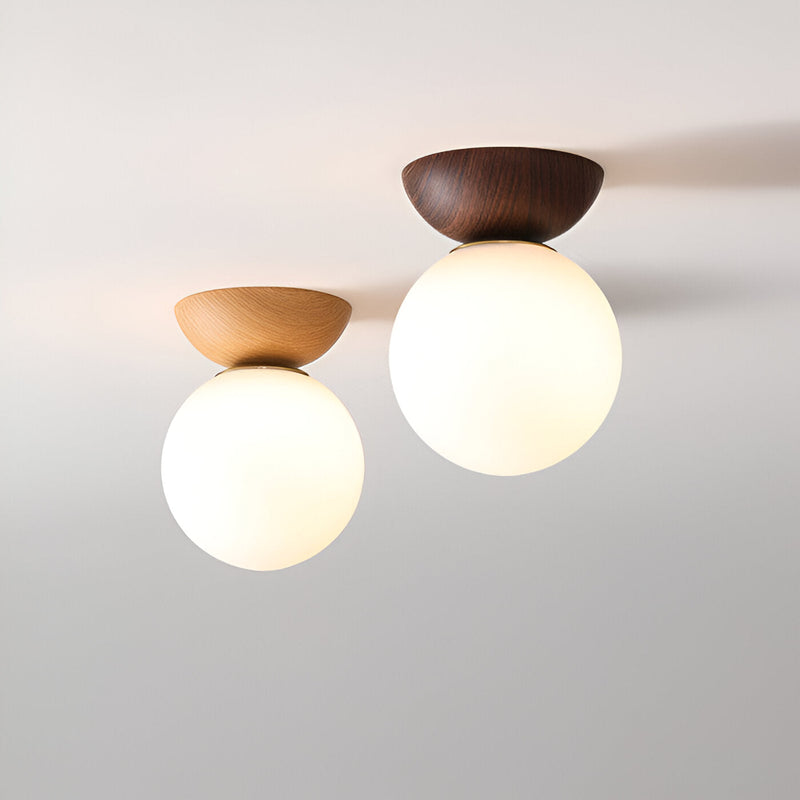 Perle LED Ceiling Light - Japanese Ball Pendant Light - Orb Semi Flush Mount Lighting