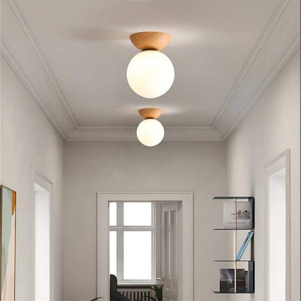 Perle LED Ceiling Light - Japanese Ball Pendant Light - Orb Semi Flush Mount Lighting