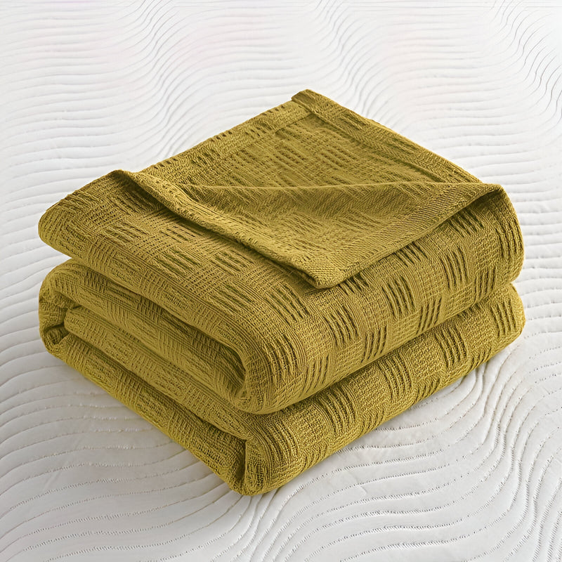 PlainPlush Plaid - Breathable Cotton Knitted Fleece Blanket for Stylish Comfort