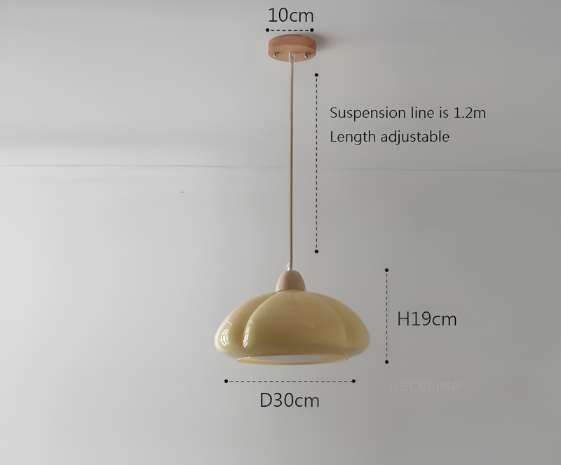 Retro Pumpkin Pendant Lights - Nordic Glass-Wood Pendant Light