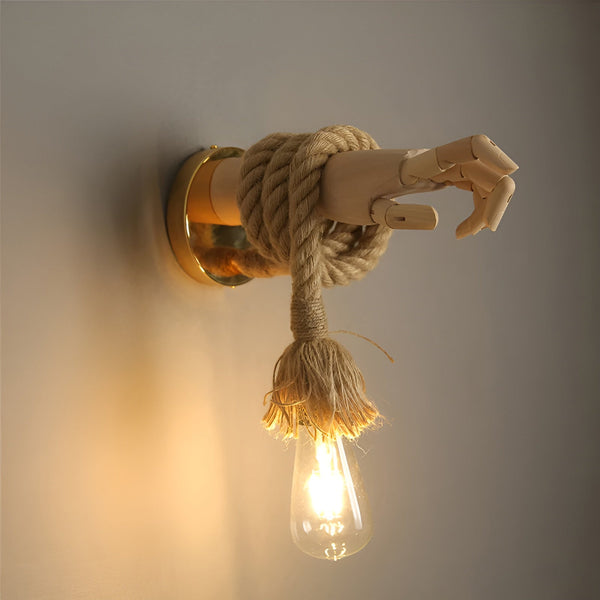 RetroHand Lamp - Handmade Hemp Rope Wall Light for a Timeless Touch