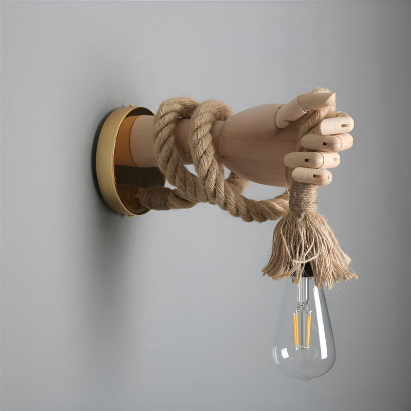 RetroHand Lamp - Handmade Hemp Rope Wall Light for a Timeless Touch