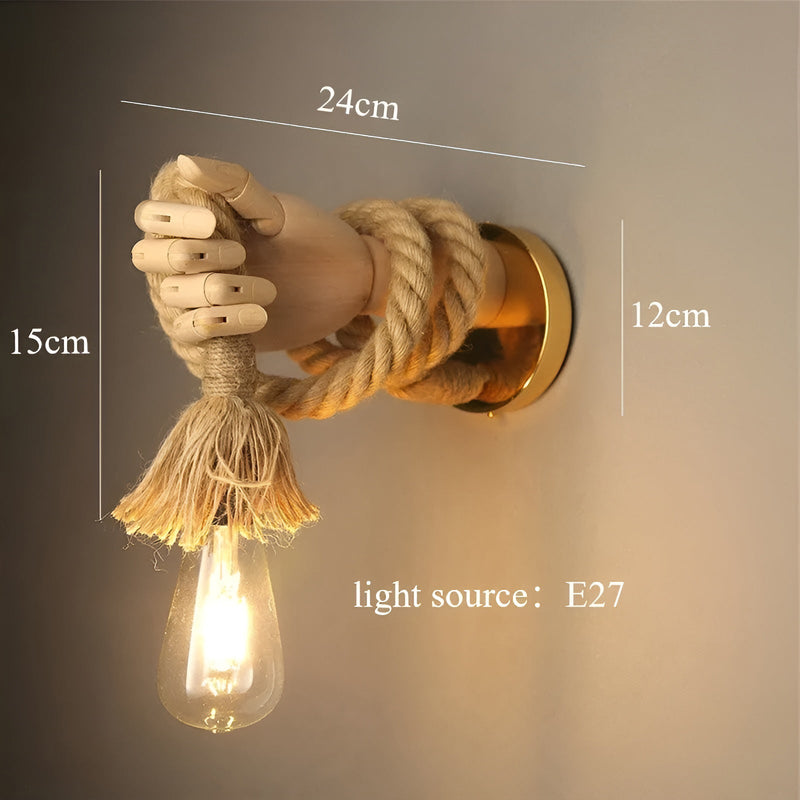 RetroHand Lamp - Handmade Hemp Rope Wall Light for a Timeless Touch