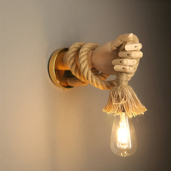 RetroHand Lamp - Handmade Hemp Rope Wall Light for a Timeless Touch