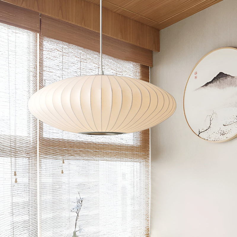 RoundRipples - White Canopy Fabric Bubble Pendant Light