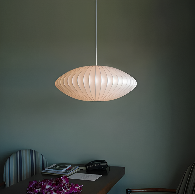 RoundRipples - White Canopy Fabric Bubble Pendant Light