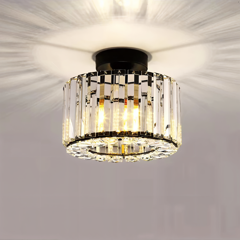 ShimmerCryst - Semi-flush Crystal Ceiling Light - Modern Round Chandelier