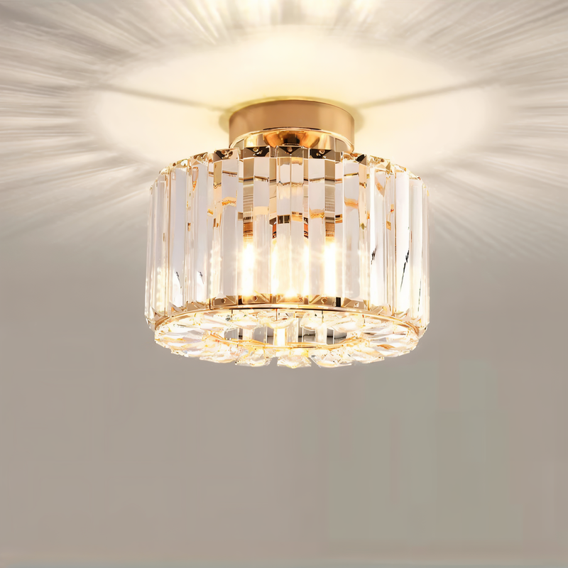 ShimmerCryst - Semi-flush Crystal Ceiling Light - Modern Round Chandelier