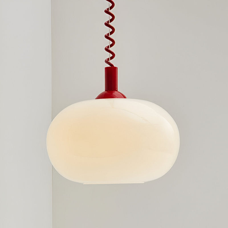 OOS - SpringPop Hanging Lamp - Macaron Pendant Light Milk Glass - Lamp Wire Spring