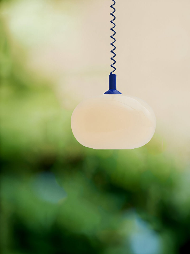 OOS - SpringPop Hanging Lamp - Macaron Pendant Light Milk Glass - Lamp Wire Spring