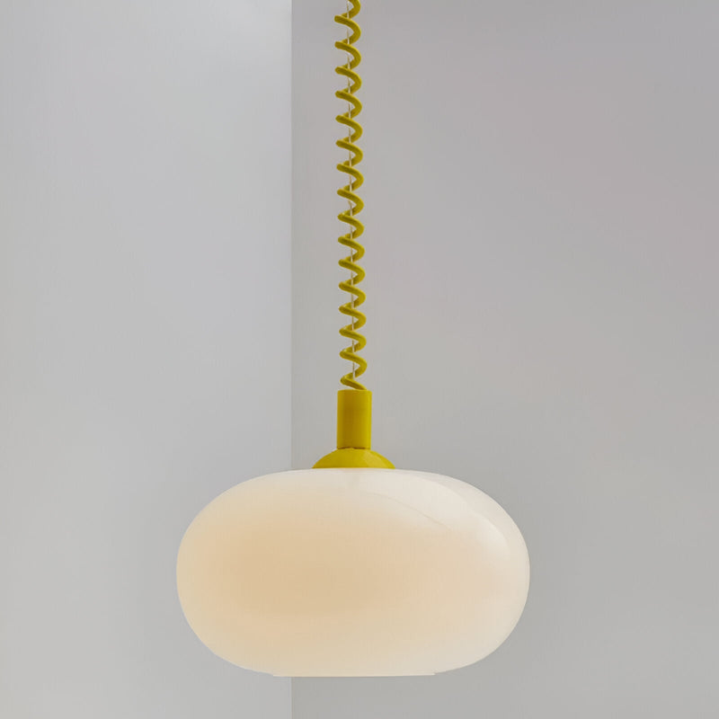 OOS - SpringPop Hanging Lamp - Macaron Pendant Light Milk Glass - Lamp Wire Spring