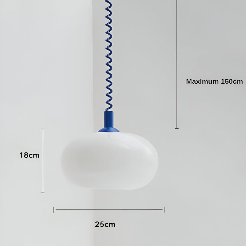 OOS - SpringPop Hanging Lamp - Macaron Pendant Light Milk Glass - Lamp Wire Spring