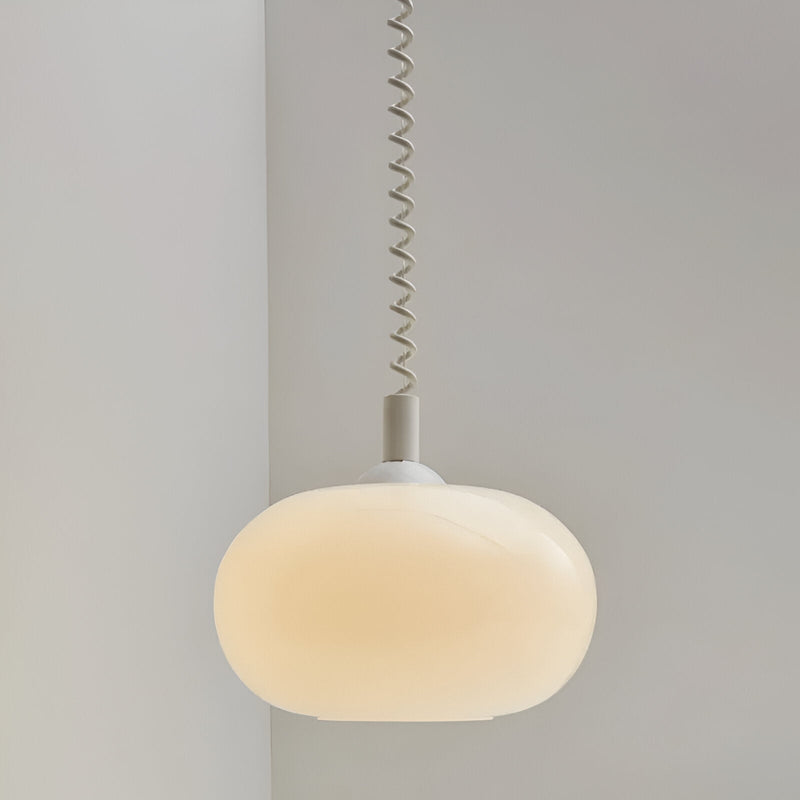 OOS - SpringPop Hanging Lamp - Macaron Pendant Light Milk Glass - Lamp Wire Spring