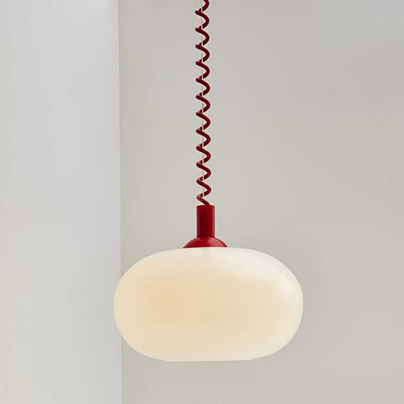 OOS - SpringPop Hanging Lamp - Macaron Pendant Light Milk Glass - Lamp Wire Spring