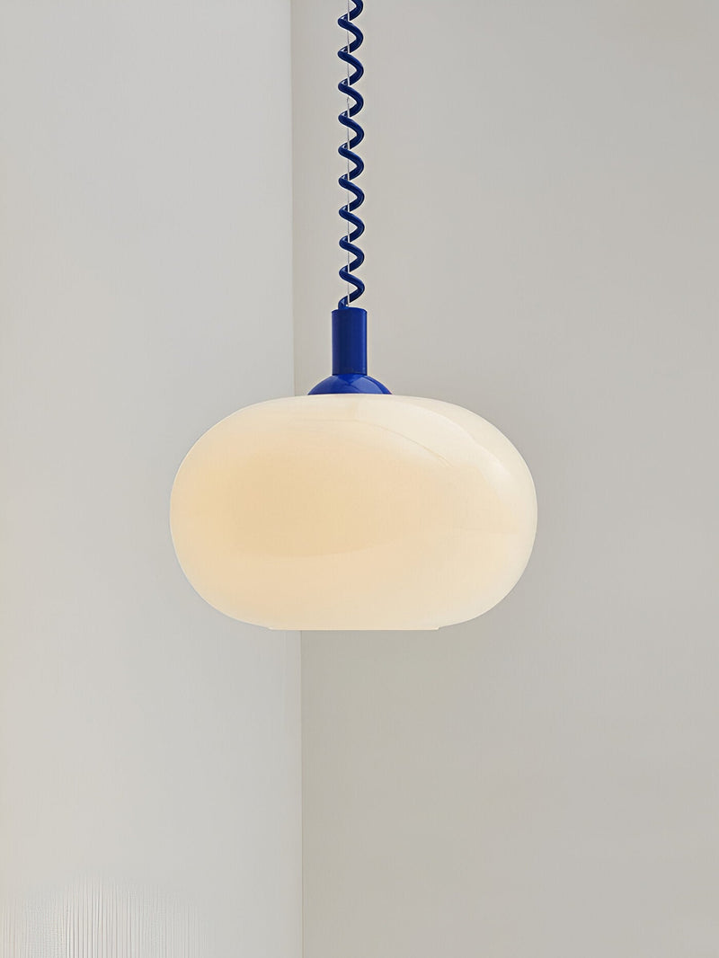 OOS - SpringPop Hanging Lamp - Macaron Pendant Light Milk Glass - Lamp Wire Spring