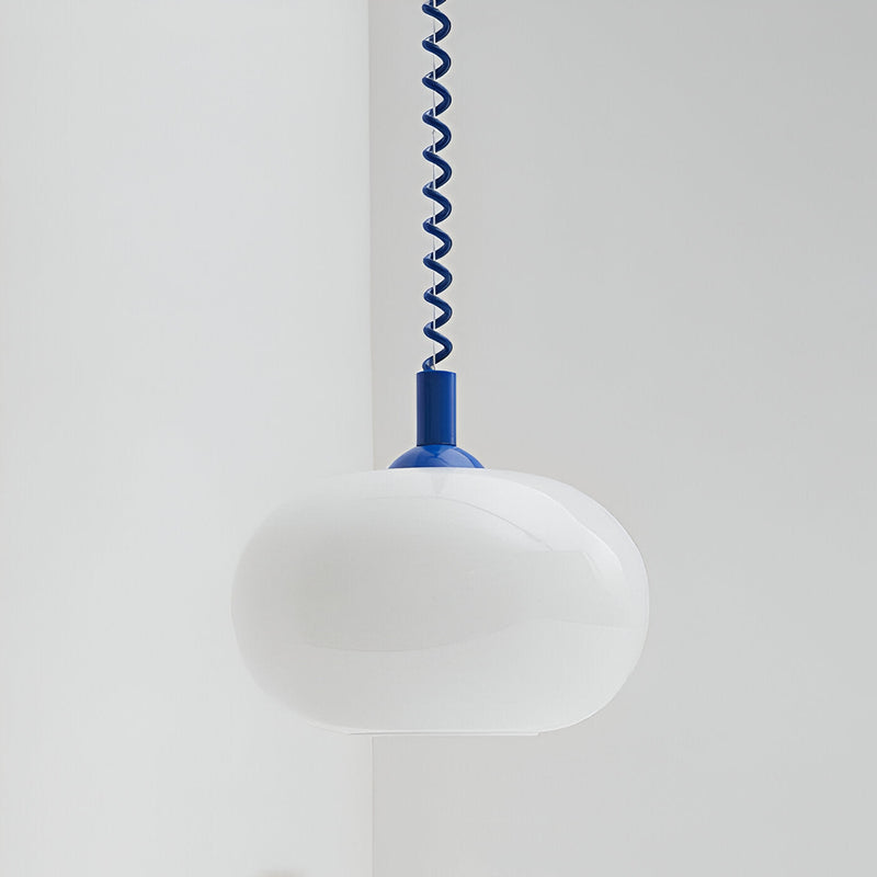 OOS - SpringPop Hanging Lamp - Macaron Pendant Light Milk Glass - Lamp Wire Spring