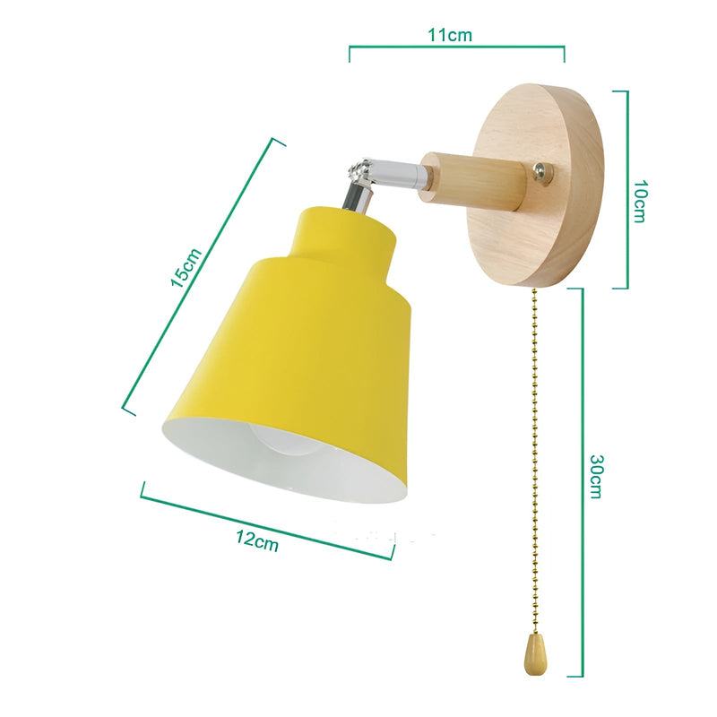 SwivelShine - Mounted iron wall light with pull cord switch