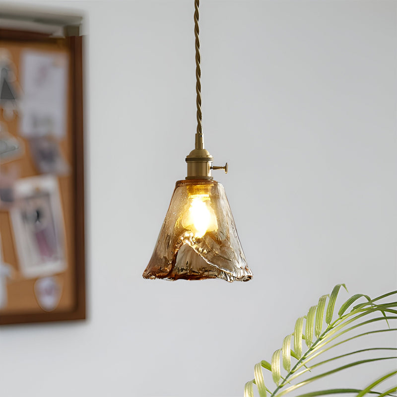 Twist Deco Glass Pendant Light - Antique Brass Hanging Lamp for Vintage Flair