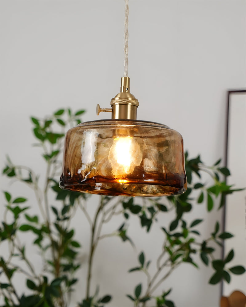 Twist Deco Glass Pendant Light - Antique Brass Hanging Lamp for Vintage Flair