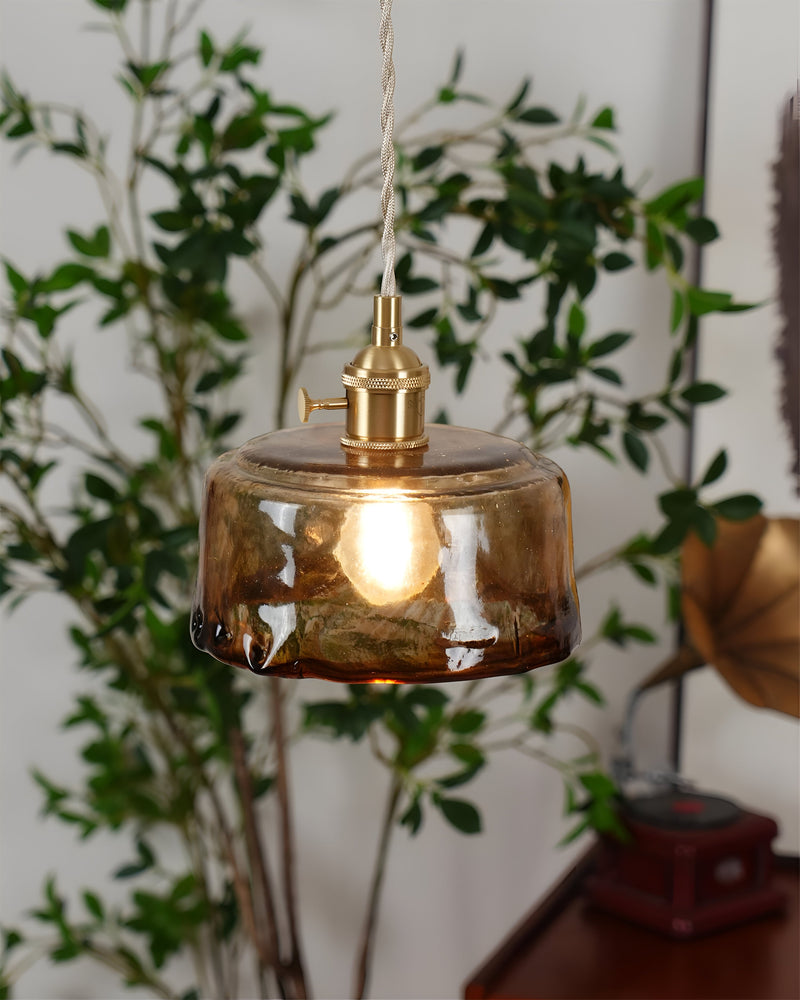 Twist Deco Glass Pendant Light - Antique Brass Hanging Lamp for Vintage Flair