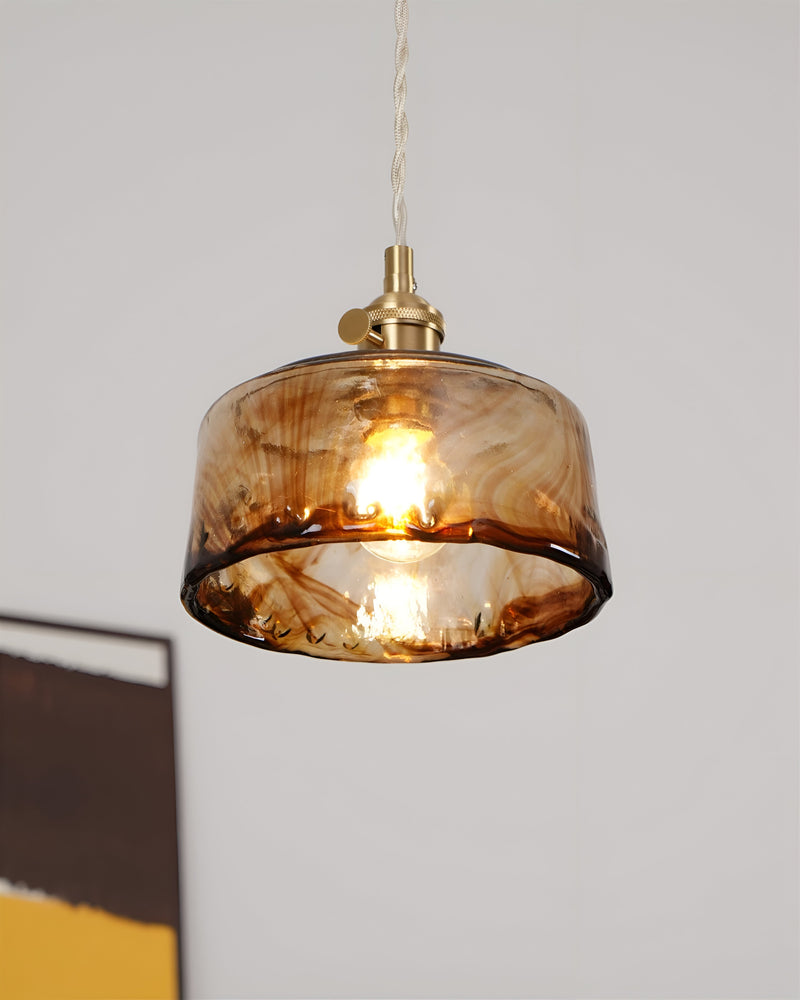 Twist Deco Glass Pendant Light - Antique Brass Hanging Lamp for Vintage Flair