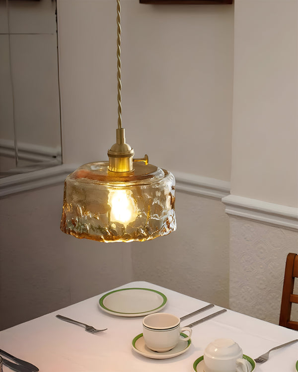 Twist Deco Glass Pendant Light - Antique Brass Hanging Lamp for Vintage Flair