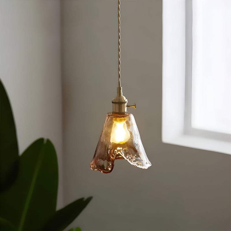 Twist Deco Glass Pendant Light - Antique Brass Hanging Lamp for Vintage Flair