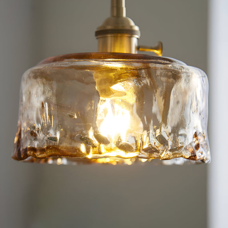 Twist Deco Glass Pendant Light - Antique Brass Hanging Lamp for Vintage Flair