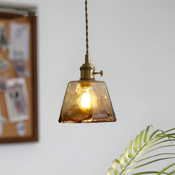 Twist Deco Glass Pendant Light - Antique Brass Hanging Lamp for Vintage Flair