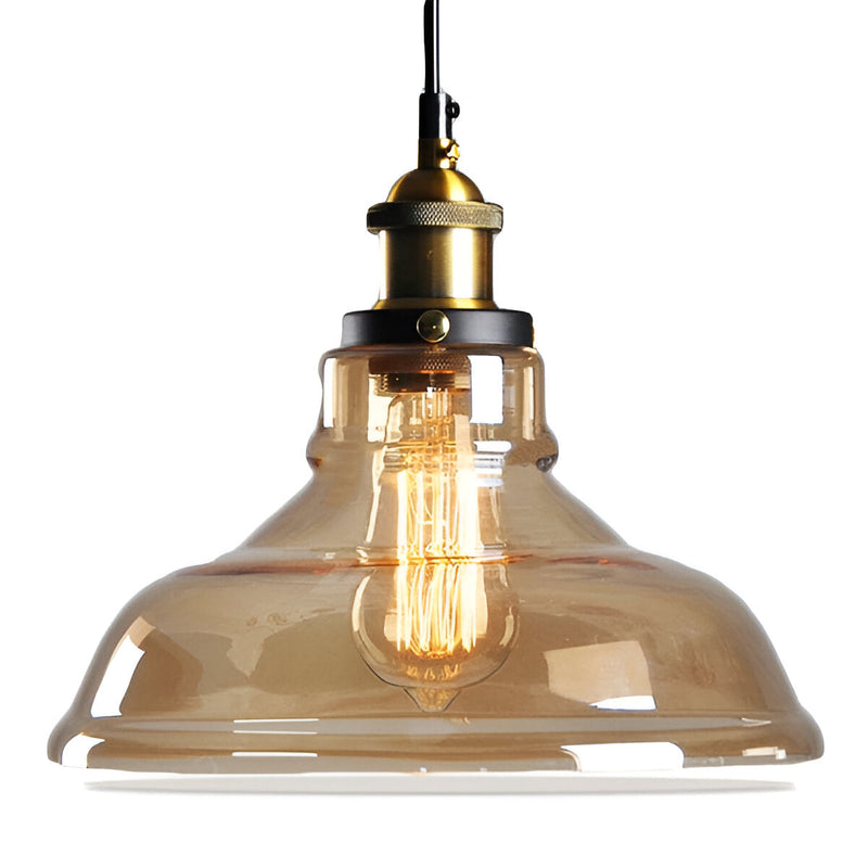 VintaLoft Pendant Light - Smoke Glass Pendant Light - Vintage Hanging Lamp