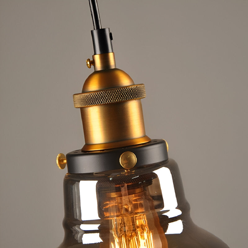 VintaLoft Pendant Light - Smoke Glass Pendant Light - Vintage Hanging Lamp