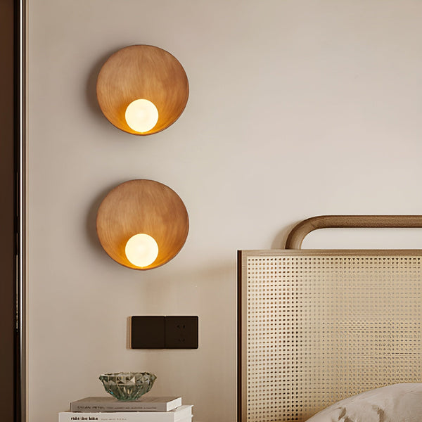 White Pearl Wall Light - White Wall Sconces - Round Wabi-Sabi Lighting