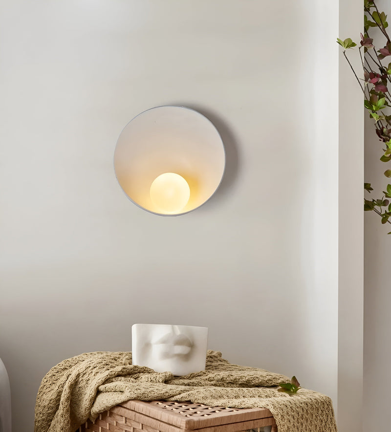 White Pearl Wall Light - White Wall Sconces - Round Wabi-Sabi Lighting