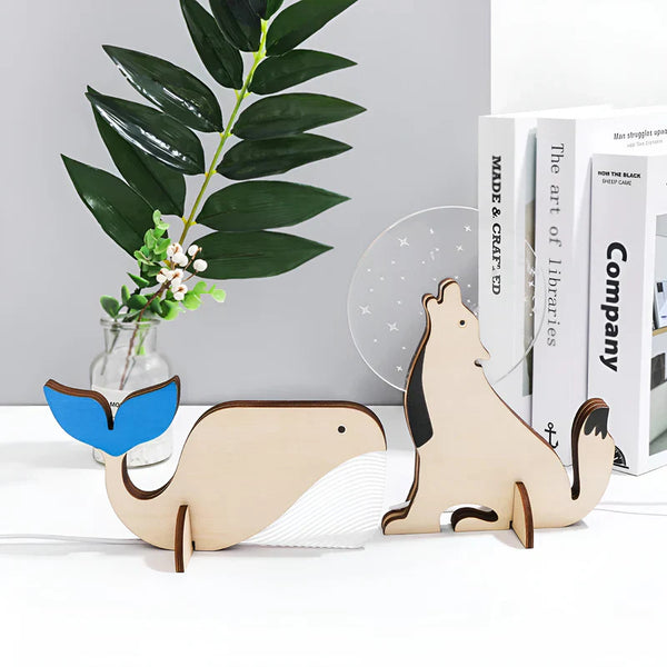 Wildlife lamp - wooden acrylic animal table lamp LED night light