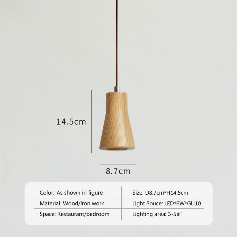 WoodTube Pendant Light - Ash Acacia Wood Cylinder Hanging Lamp