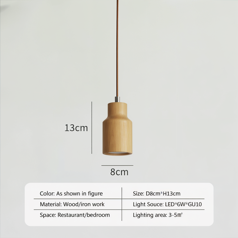 WoodTube Pendant Light - Ash Acacia Wood Cylinder Hanging Lamp