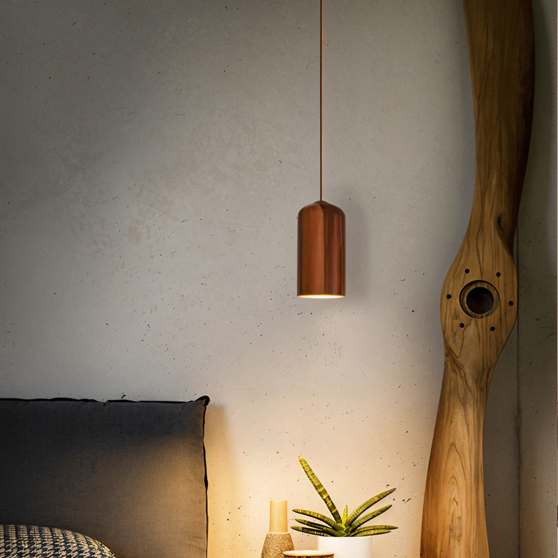 WoodTube Pendant Light - Ash Acacia Wood Cylinder Hanging Lamp