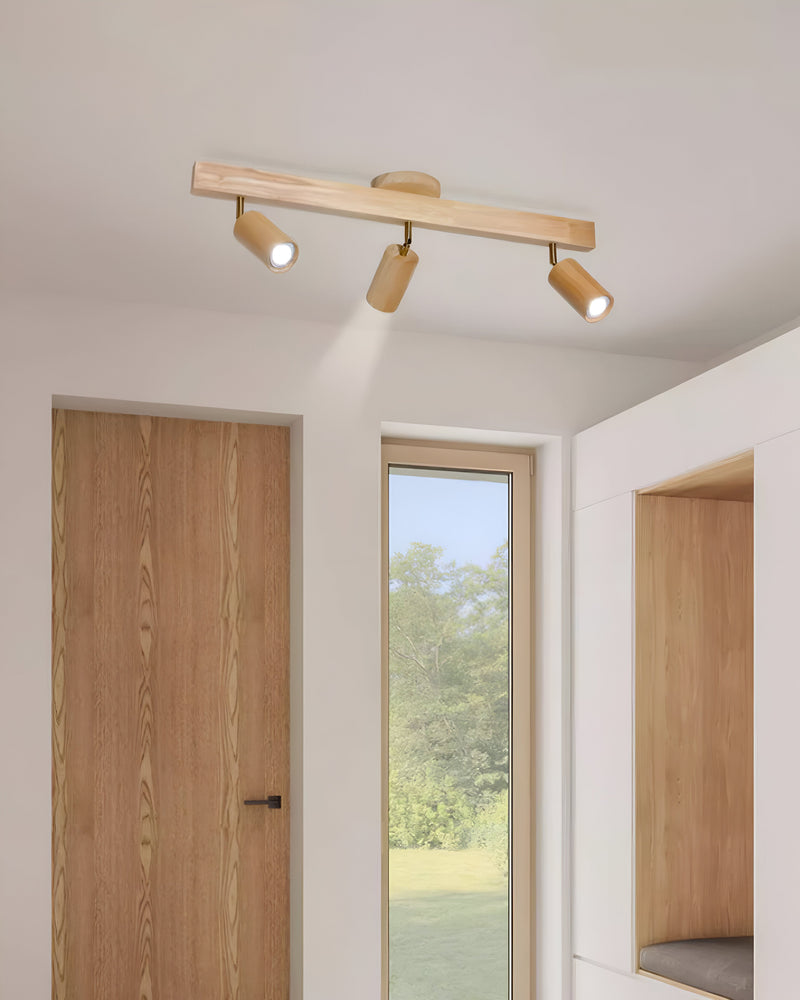 Woodsy ceiling light - Cylindrical wooden spotlight - Adjustable LED lighting